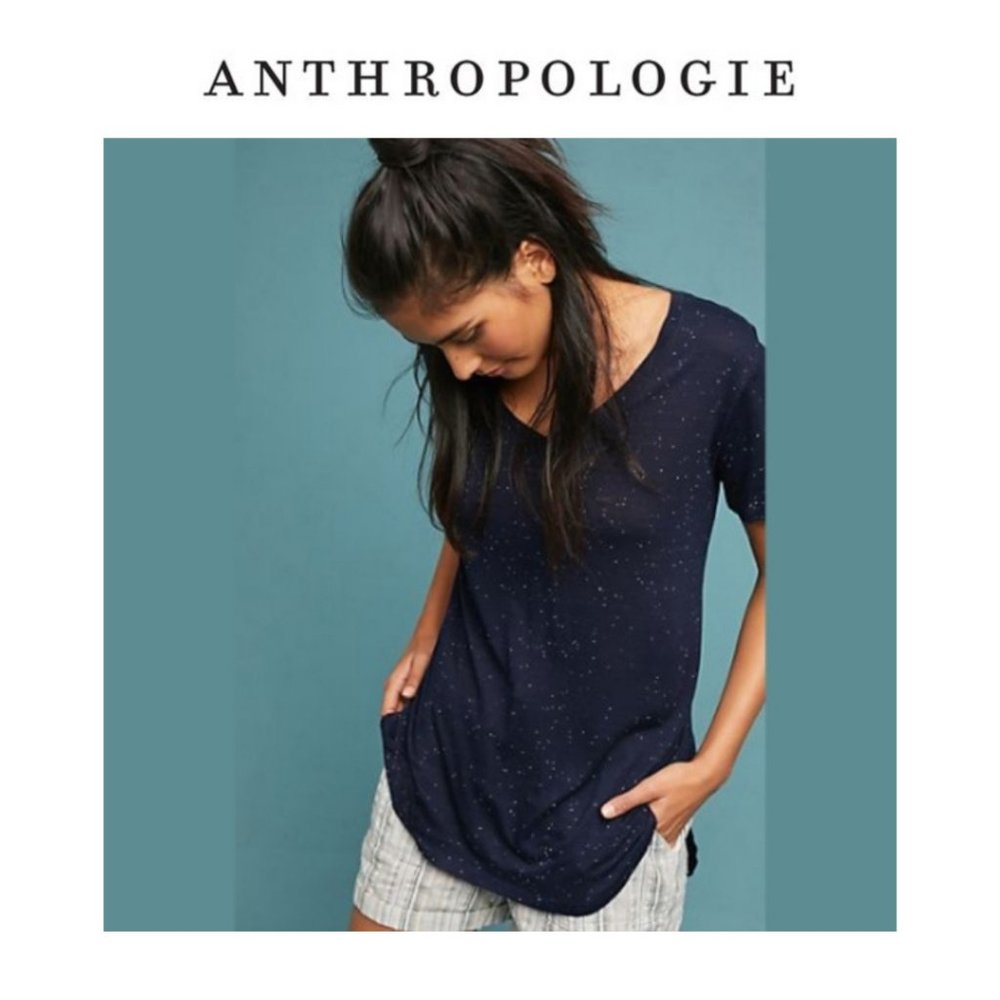 Anthropologie Pure + Good Speckled Tee in Navy